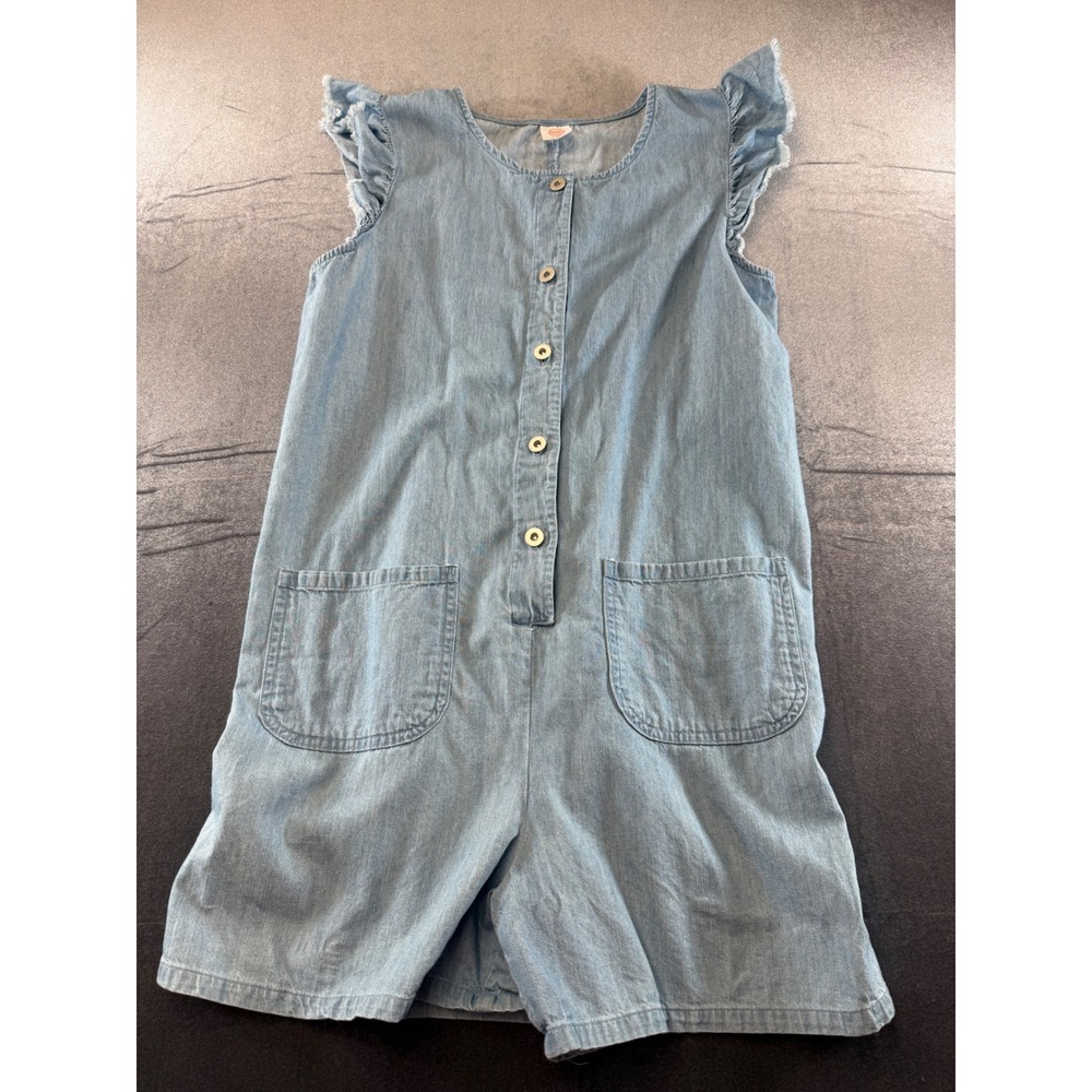 Wonder Nation Girls XL 14-16 Plus Blue Denim Ruffle Romper WX23100073351A